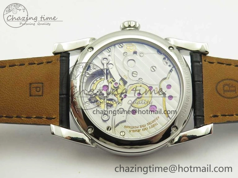 Supportive Fleurier Tonda Tourbillon Woodrock SS Real PR JBF Best Edition Black White Dial on Black Leather Strap 8616