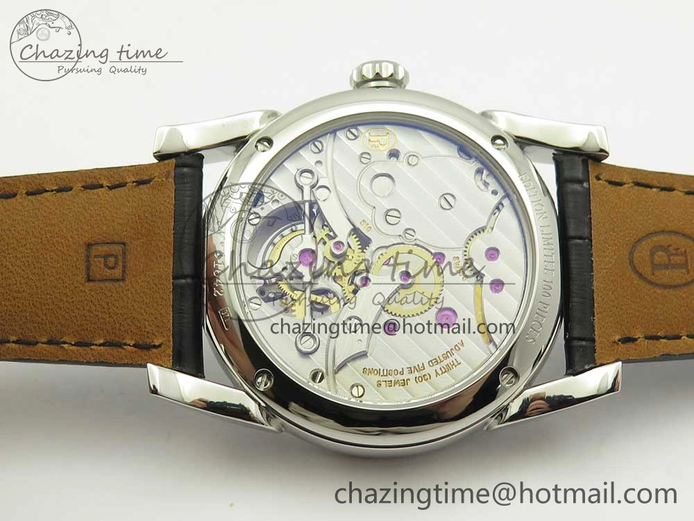 Supportive Fleurier Tonda Tourbillon Woodrock SS Real PR JBF Best Edition Black White Dial on Black Leather Strap 8616
