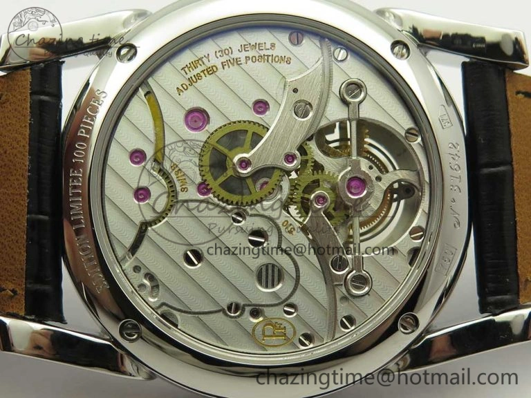 Supportive Fleurier Tonda Tourbillon Woodrock SS Real PR JBF Best Edition Black White Dial on Black Leather Strap 8616