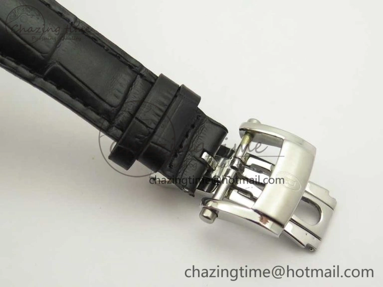 Supportive Fleurier Tonda Tourbillon Woodrock SS Real PR JBF Best Edition Black White Dial on Black Leather Strap 8616