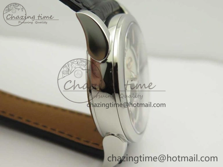 Supportive Fleurier Tonda Tourbillon Woodrock SS Real PR JBF Best Edition Black White Dial on Black Leather Strap 8616