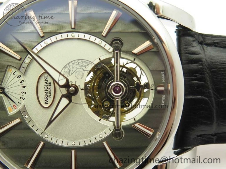Supportive Fleurier Tonda Tourbillon Woodrock SS Real PR JBF Best Edition Black White Dial on Black Leather Strap 8616