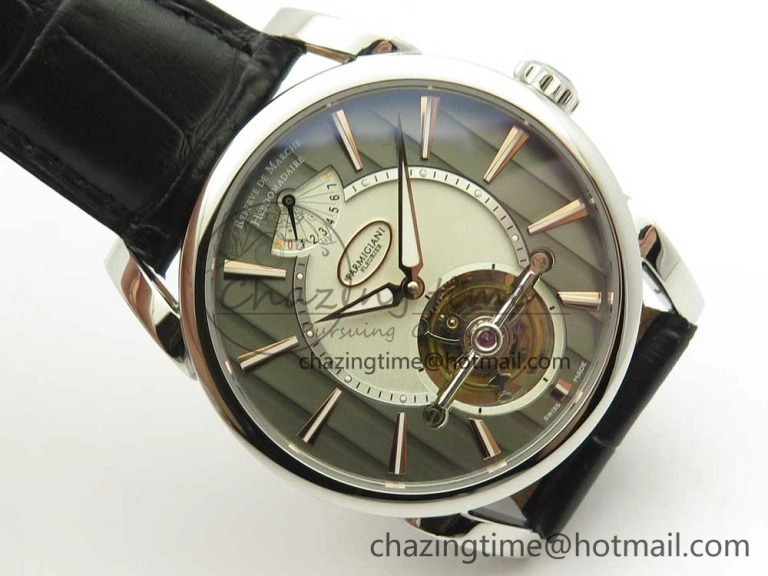 Supportive Fleurier Tonda Tourbillon Woodrock SS Real PR JBF Best Edition Black White Dial on Black Leather Strap 8616