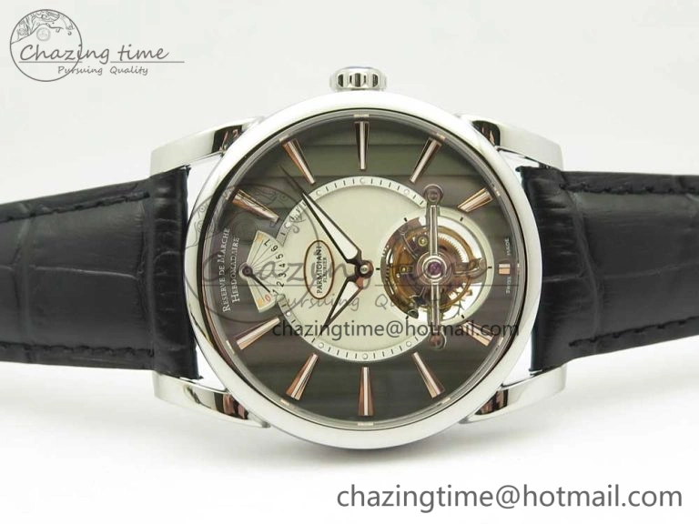 Supportive Fleurier Tonda Tourbillon Woodrock SS Real PR JBF Best Edition Black White Dial on Black Leather Strap 8616