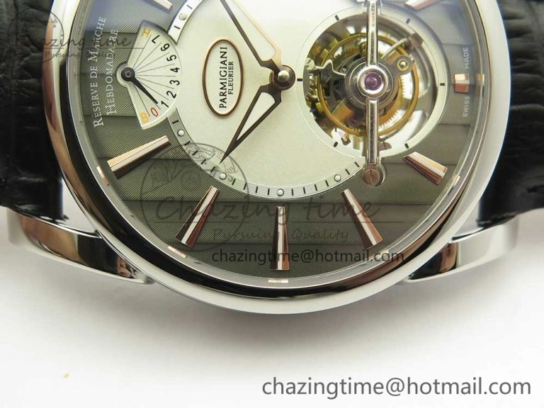 Supportive Fleurier Tonda Tourbillon Woodrock SS Real PR JBF Best Edition Black White Dial on Black Leather Strap 8616