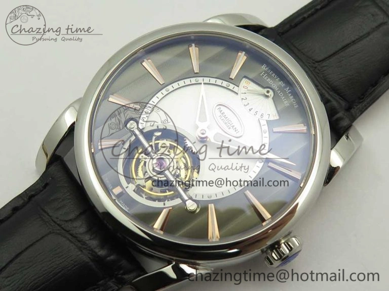 Supportive Fleurier Tonda Tourbillon Woodrock SS Real PR JBF Best Edition Black White Dial on Black Leather Strap 8616