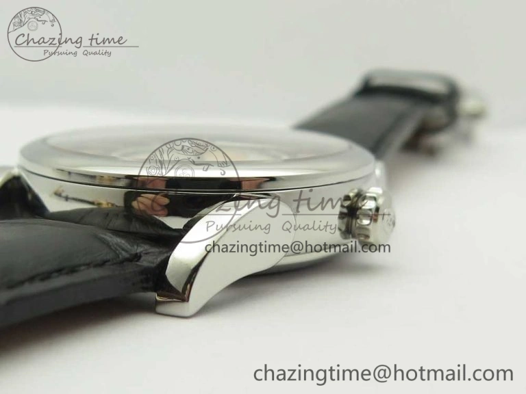 Supportive Fleurier Tonda Tourbillon Woodrock SS Real PR JBF Best Edition Black White Dial on Black Leather Strap 8616