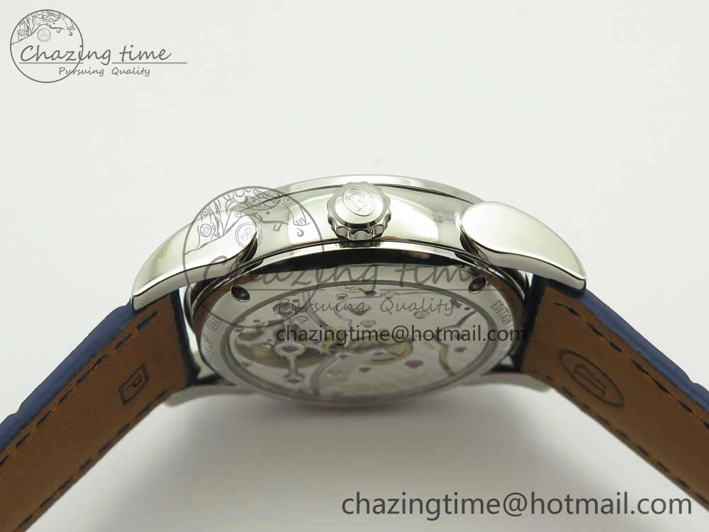 Sustainable Fleurier Tonda Tourbillon Woodrock SS Real PR JBF Best Edition Blue Dial on Blue Leather Strap 8613