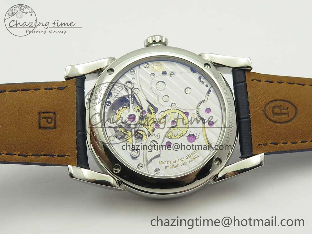 Sustainable Fleurier Tonda Tourbillon Woodrock SS Real PR JBF Best Edition Blue Dial on Blue Leather Strap 8613