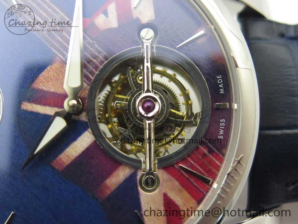 Sustainable Fleurier Tonda Tourbillon Woodrock SS Real PR JBF Best Edition Blue Dial on Blue Leather Strap 8613