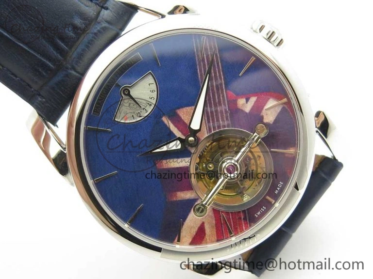 Sustainable Fleurier Tonda Tourbillon Woodrock SS Real PR JBF Best Edition Blue Dial on Blue Leather Strap 8613