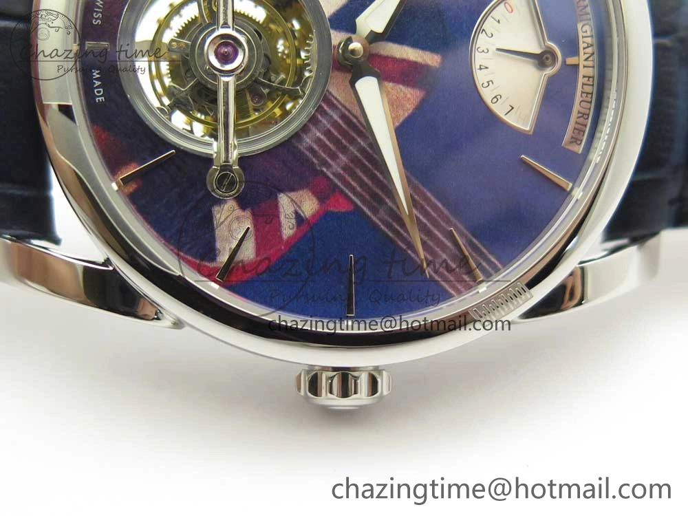 Sustainable Fleurier Tonda Tourbillon Woodrock SS Real PR JBF Best Edition Blue Dial on Blue Leather Strap 8613