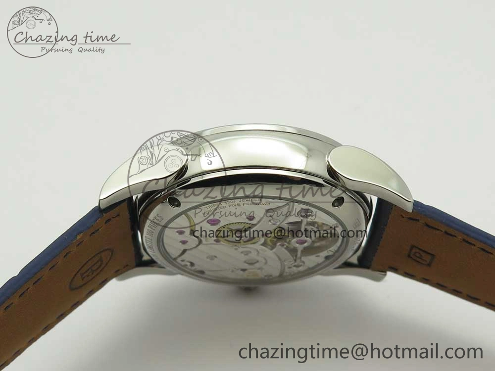 Sustainable Fleurier Tonda Tourbillon Woodrock SS Real PR JBF Best Edition Blue Dial on Blue Leather Strap 8613