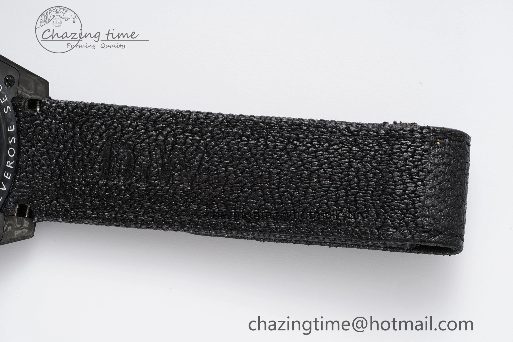 SoftTouch GMT Carbon DIWF Best Edition Black Textured Dial YG Markers on Black Nylon Strap SA3186 CHS 4695