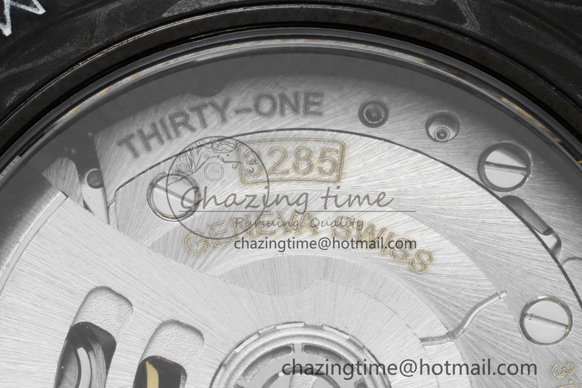 SoftTouch GMT Carbon DIWF Best Edition Black Textured Dial YG Markers on Black Nylon Strap SA3186 CHS 4695