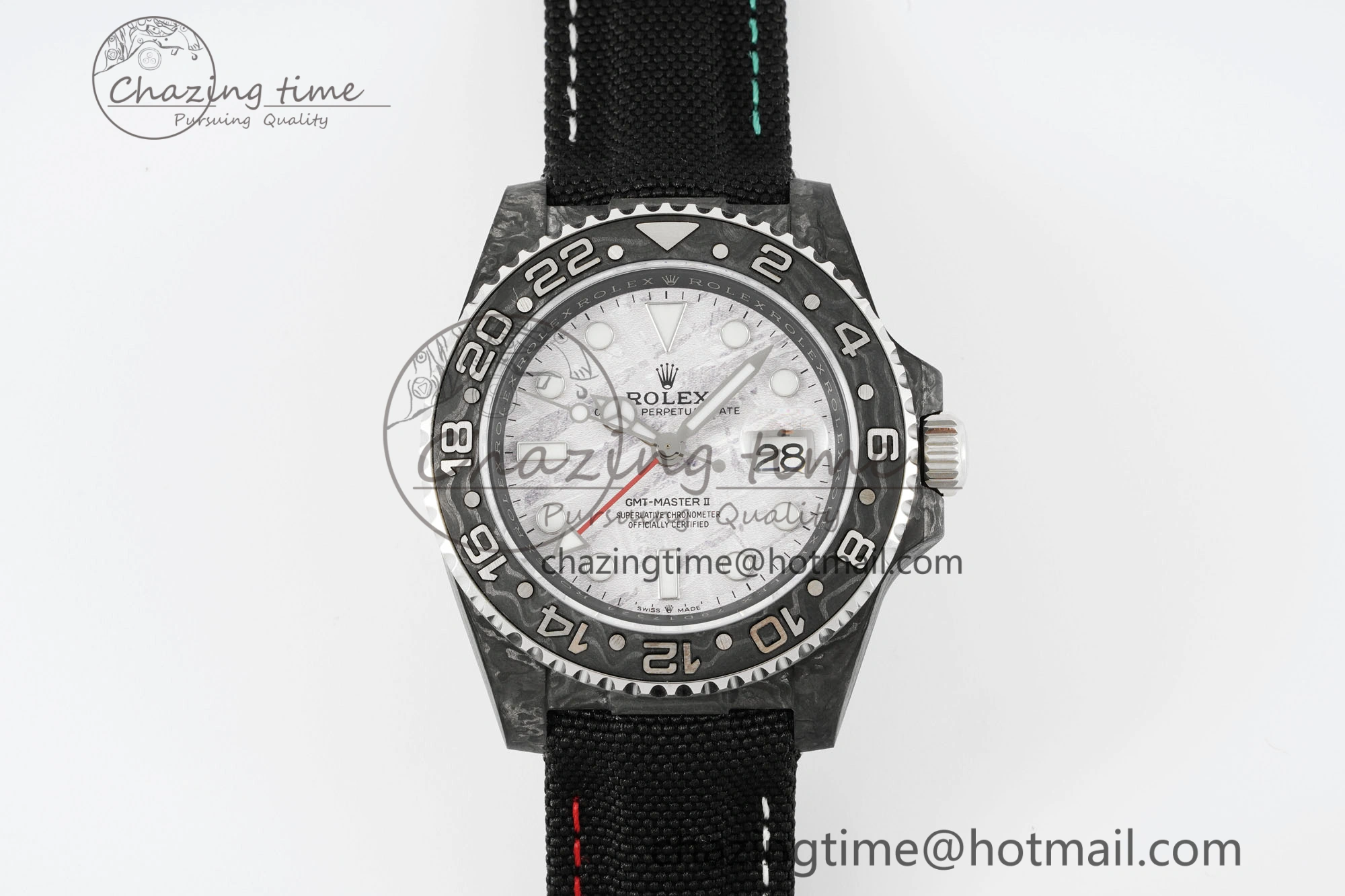 GMT Carbon DIWF Best Edition Meteorite Dial on Black Nylon Strap SA3186 CHS TimelessDesign 4696