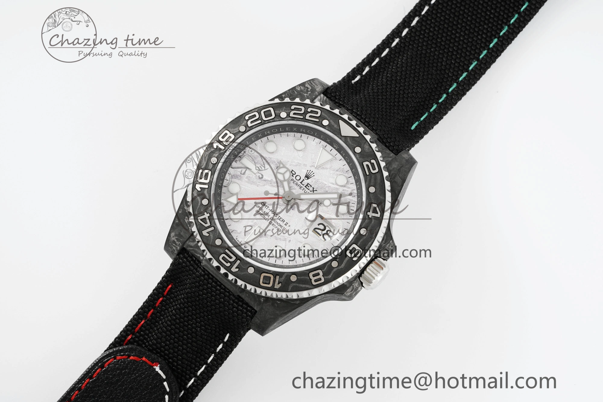 GMT Carbon DIWF Best Edition Meteorite Dial on Black Nylon Strap SA3186 CHS TimelessDesign 4696