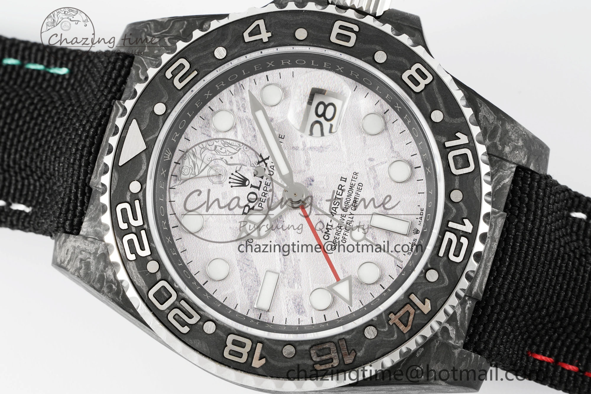 GMT Carbon DIWF Best Edition Meteorite Dial on Black Nylon Strap SA3186 CHS TimelessDesign 4696