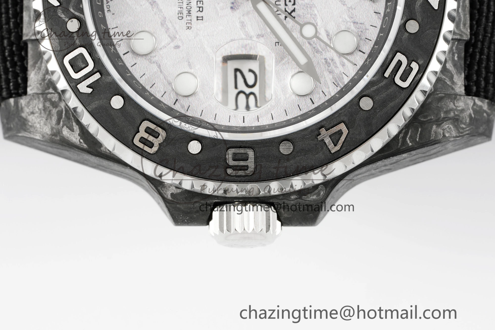 GMT Carbon DIWF Best Edition Meteorite Dial on Black Nylon Strap SA3186 CHS TimelessDesign 4696