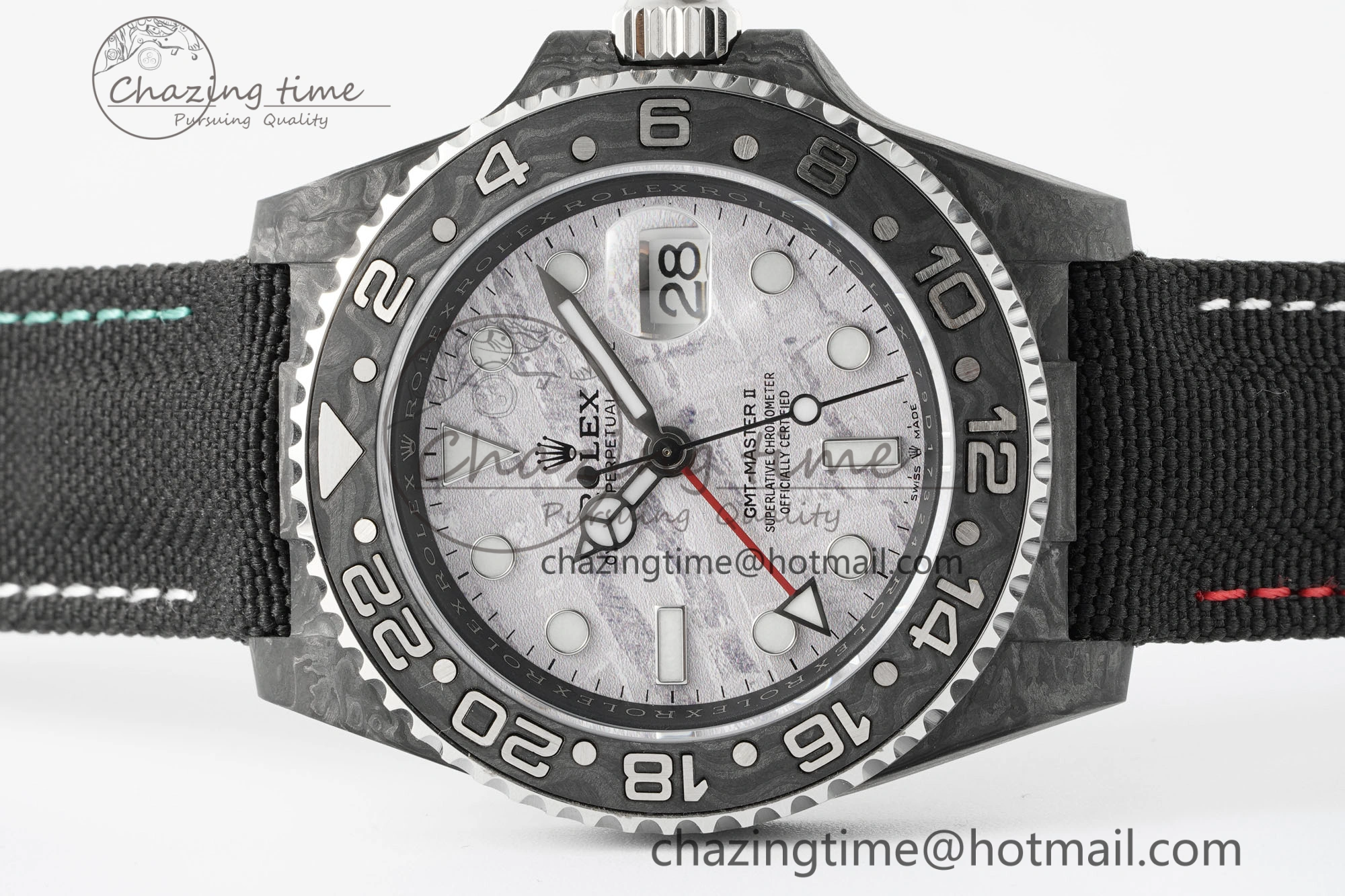 GMT Carbon DIWF Best Edition Meteorite Dial on Black Nylon Strap SA3186 CHS TimelessDesign 4696