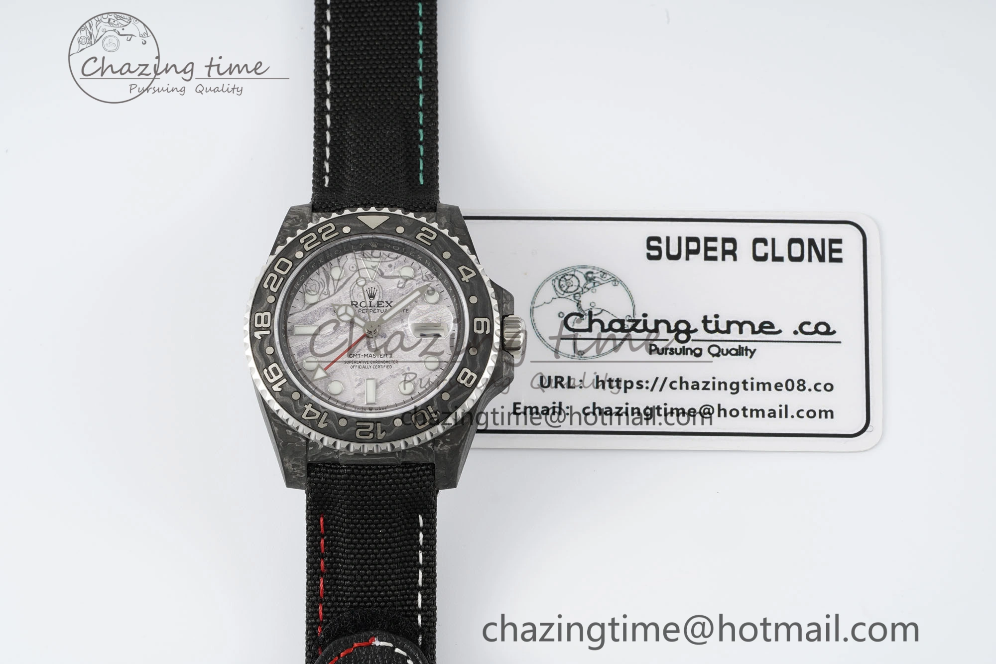 GMT Carbon DIWF Best Edition Meteorite Dial on Black Nylon Strap SA3186 CHS TimelessDesign 4696