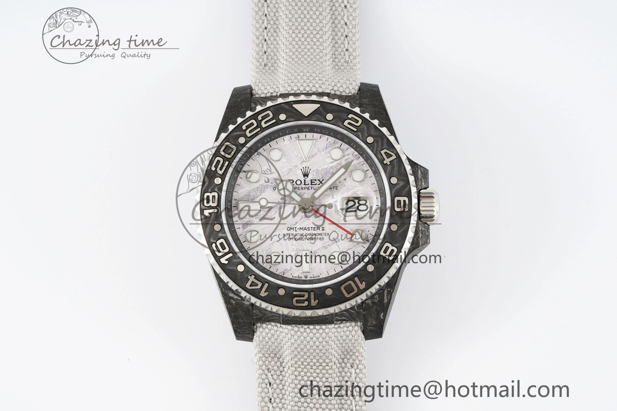 GMT Carbon DIWF Best Edition Meteorite Dial on White Nylon Strap SA3186 CHS Functional 4694