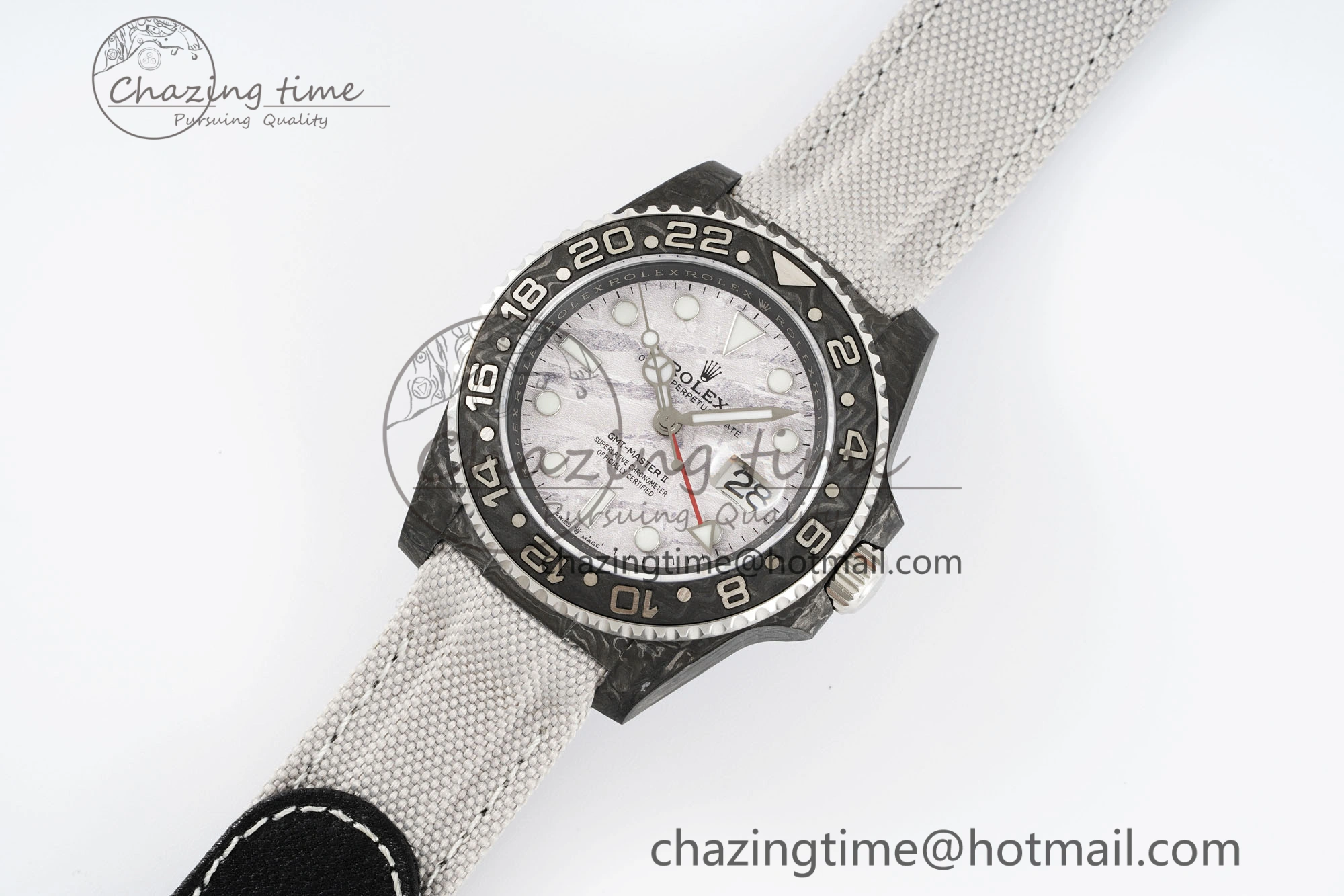 GMT Carbon DIWF Best Edition Meteorite Dial on White Nylon Strap SA3186 CHS Functional 4694