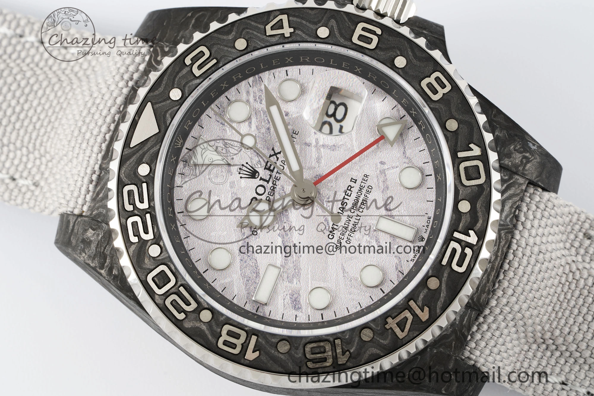 GMT Carbon DIWF Best Edition Meteorite Dial on White Nylon Strap SA3186 CHS Functional 4694