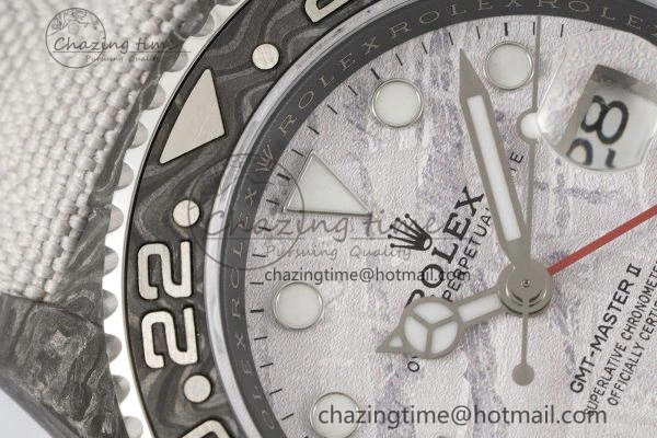 GMT Carbon DIWF Best Edition Meteorite Dial on White Nylon Strap SA3186 CHS Functional 4694