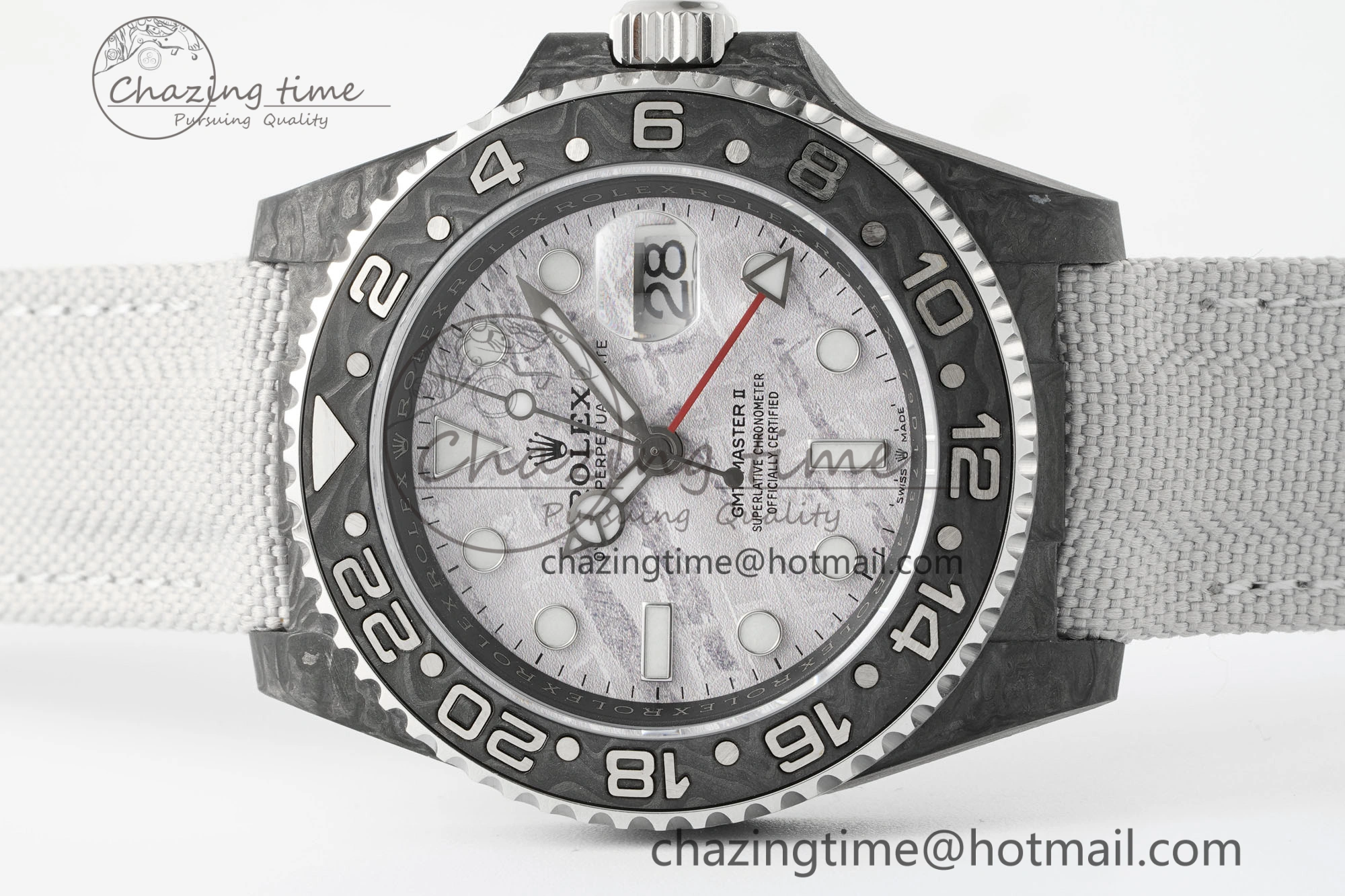 GMT Carbon DIWF Best Edition Meteorite Dial on White Nylon Strap SA3186 CHS Functional 4694