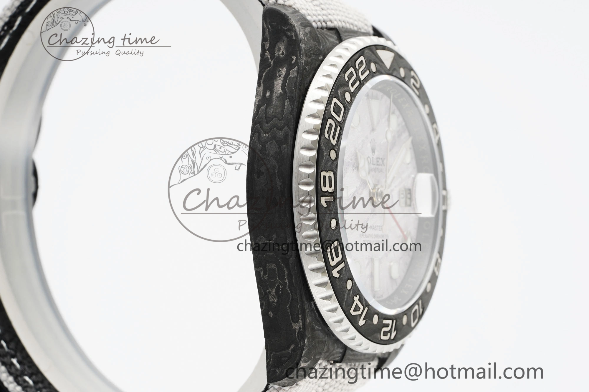 GMT Carbon DIWF Best Edition Meteorite Dial on White Nylon Strap SA3186 CHS Functional 4694