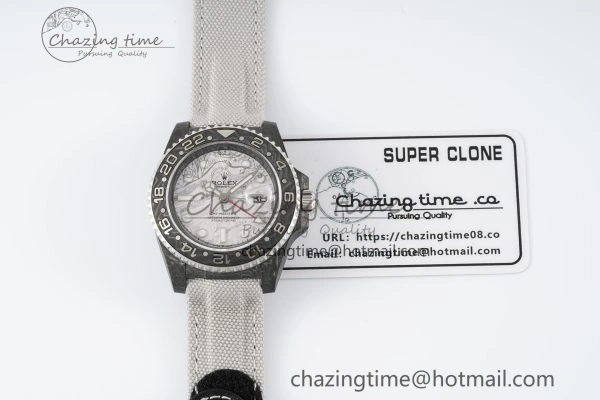 GMT Carbon DIWF Best Edition Meteorite Dial on White Nylon Strap SA3186 CHS Functional 4694