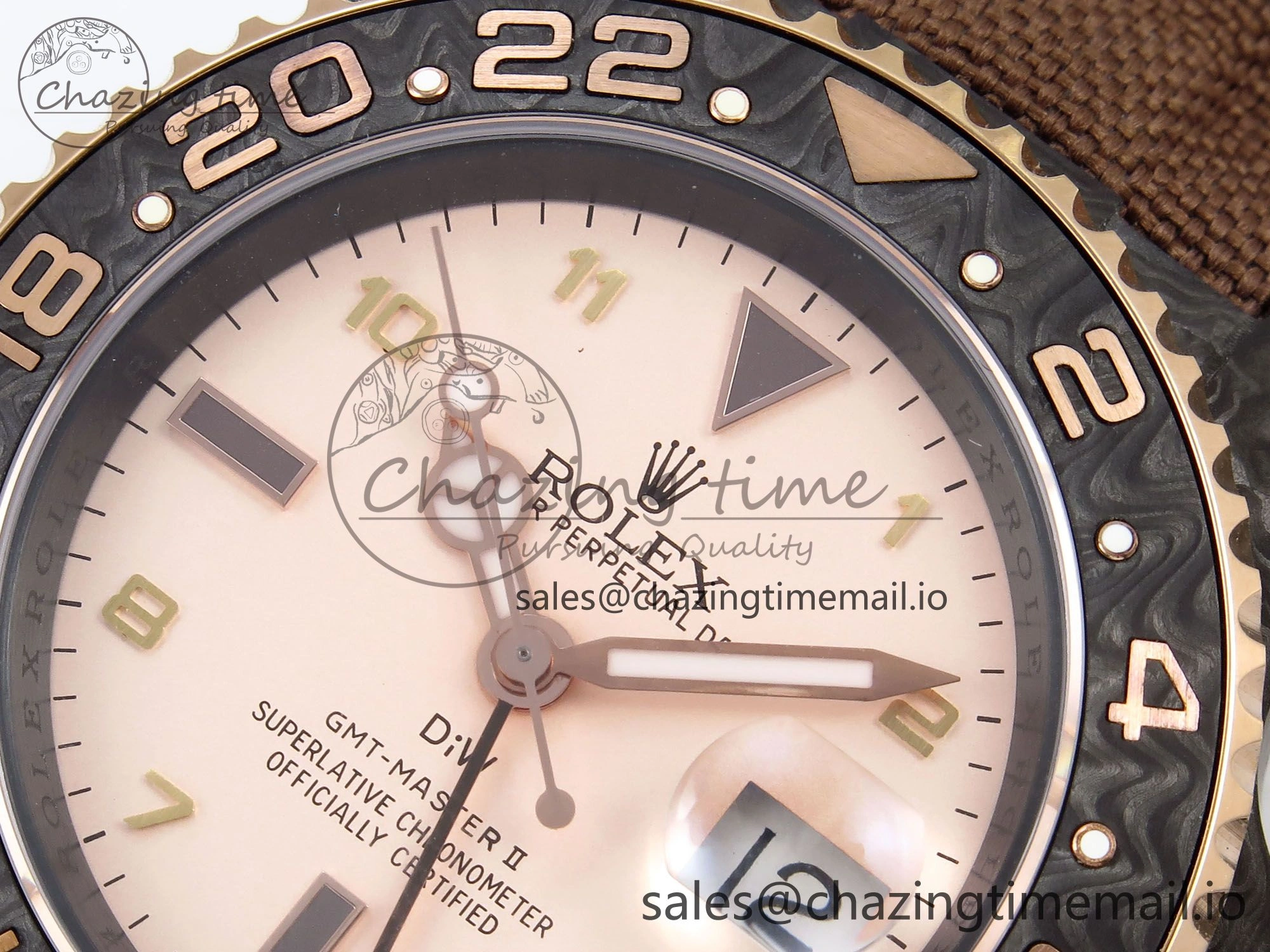 Original GMT Carbon DIWF Best Edition Yellow Roman Dial on Brown Nylon Strap SA3285 CHS V 1177