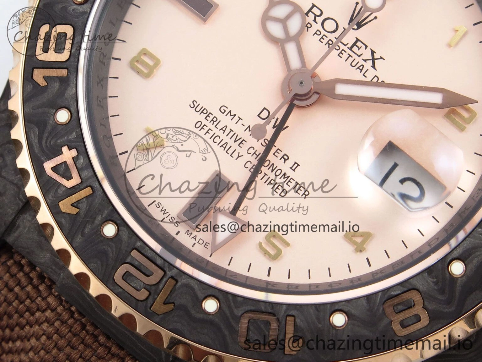 Original GMT Carbon DIWF Best Edition Yellow Roman Dial on Brown Nylon Strap SA3285 CHS V 1177