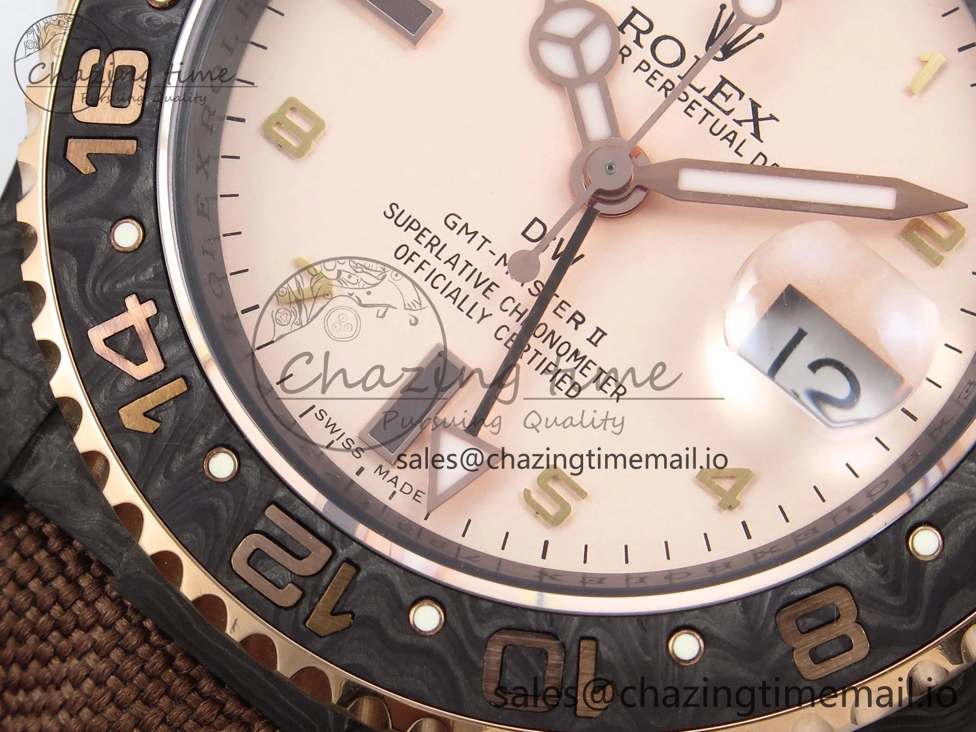Original GMT Carbon DIWF Best Edition Yellow Roman Dial on Brown Nylon Strap SA3285 CHS V 1177