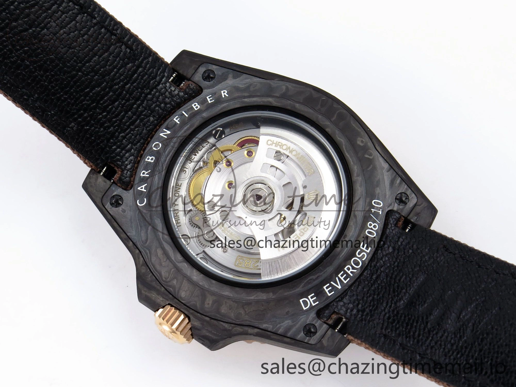 Original GMT Carbon DIWF Best Edition Yellow Roman Dial on Brown Nylon Strap SA3285 CHS V 1177