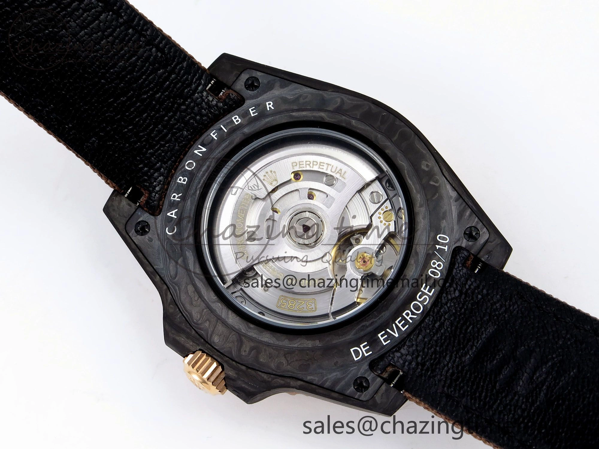 Original GMT Carbon DIWF Best Edition Yellow Roman Dial on Brown Nylon Strap SA3285 CHS V 1177