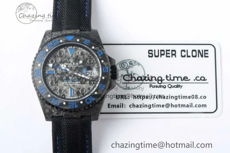GMT DIW Carbon V6F 1:1 Best Edition Black Blue Black Dial on Black Nylon Strap VR3186 CHS Neat 4766