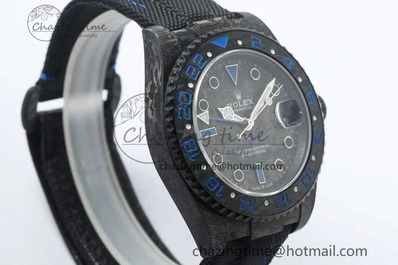 GMT DIW Carbon V6F 1:1 Best Edition Black Blue Black Dial on Black Nylon Strap VR3186 CHS Neat 4766