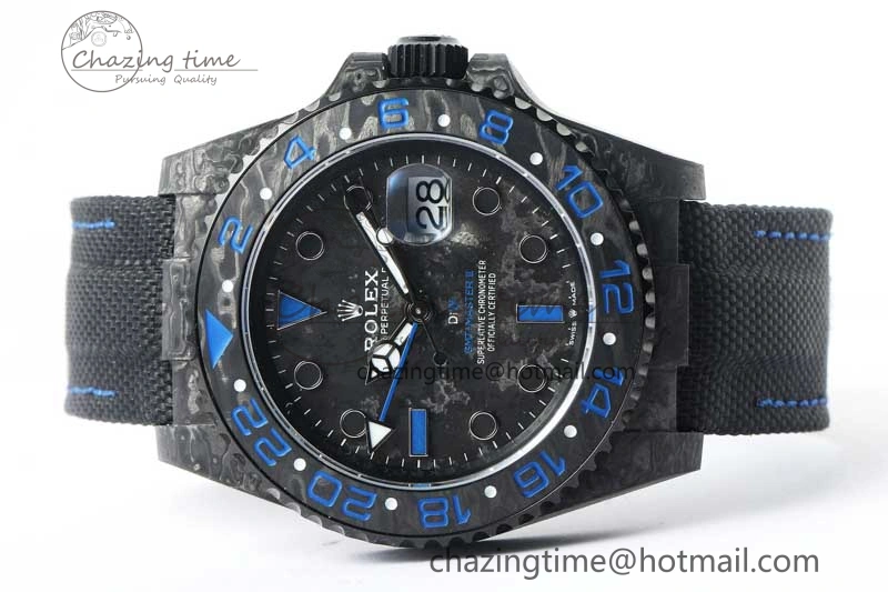 GMT DIW Carbon V6F 1:1 Best Edition Black Blue Black Dial on Black Nylon Strap VR3186 CHS Neat 4766