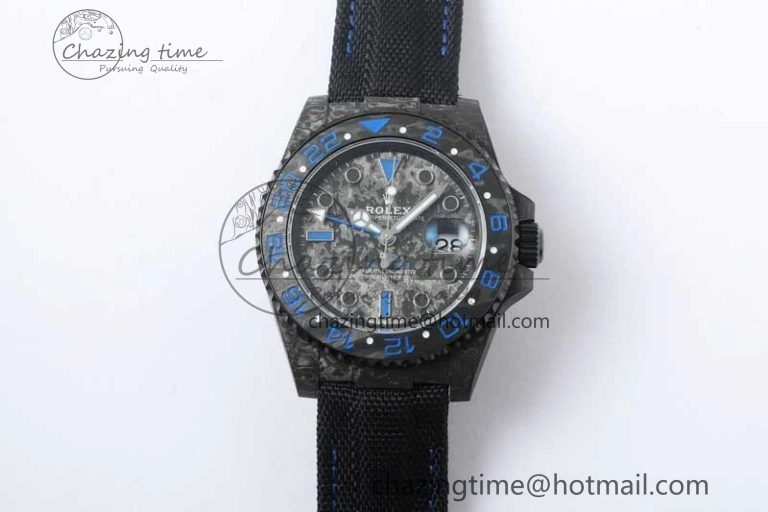 GMT DIW Carbon V6F 1:1 Best Edition Black Blue Black Dial on Black Nylon Strap VR3186 CHS Neat 4766