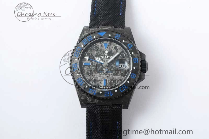 GMT DIW Carbon V6F 1:1 Best Edition Black Blue Black Dial on Black Nylon Strap VR3186 CHS Neat 4766