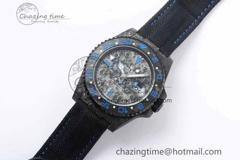 GMT DIW Carbon V6F 1:1 Best Edition Black Blue Black Dial on Black Nylon Strap VR3186 CHS Neat 4766