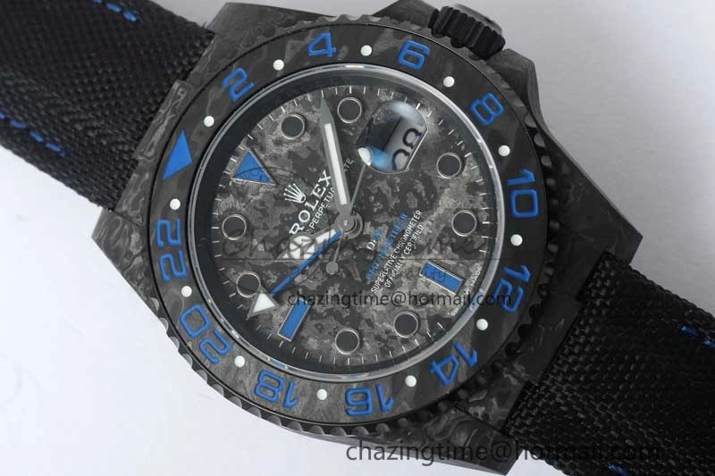GMT DIW Carbon V6F 1:1 Best Edition Black Blue Black Dial on Black Nylon Strap VR3186 CHS Neat 4766