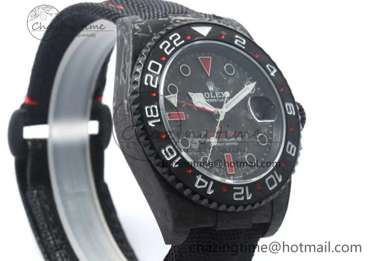 WeatherProof GMT DIW Carbon V6F 1:1 Best Edition Black Red Black Dial on Black Nylon Strap VR3186 CHS 4768