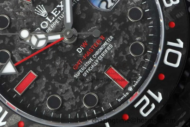 WeatherProof GMT DIW Carbon V6F 1:1 Best Edition Black Red Black Dial on Black Nylon Strap VR3186 CHS 4768