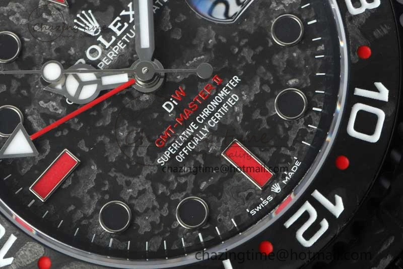 WeatherProof GMT DIW Carbon V6F 1:1 Best Edition Black Red Black Dial on Black Nylon Strap VR3186 CHS 4768