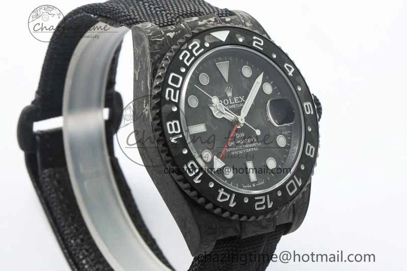 Casual GMT DIW Carbon V6F 1:1 Best Edition Black White Black Dial on Black Nylon Strap VR3186 CHS 4769