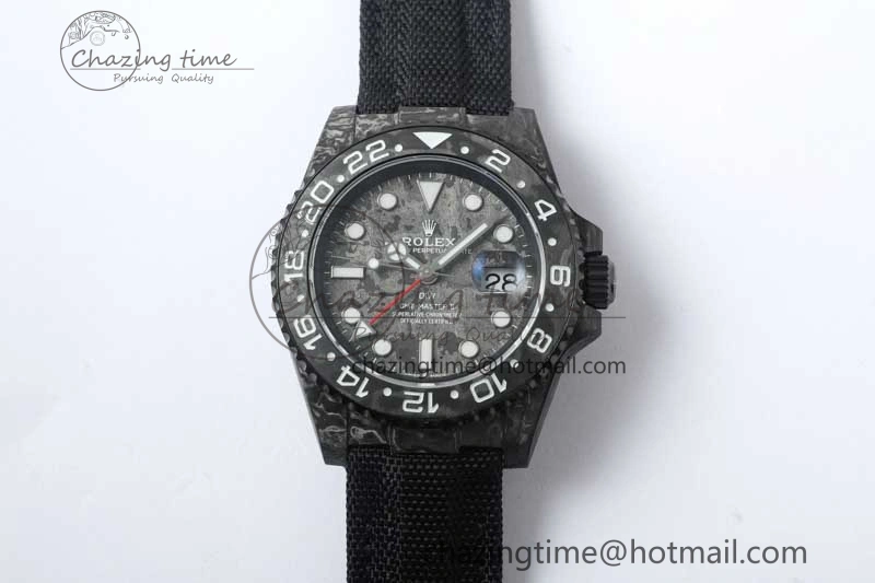 Casual GMT DIW Carbon V6F 1:1 Best Edition Black White Black Dial on Black Nylon Strap VR3186 CHS 4769