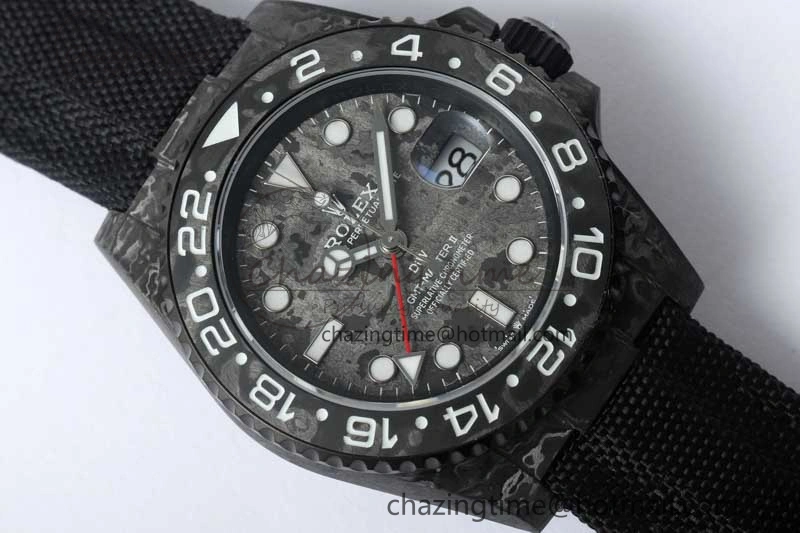 Casual GMT DIW Carbon V6F 1:1 Best Edition Black White Black Dial on Black Nylon Strap VR3186 CHS 4769
